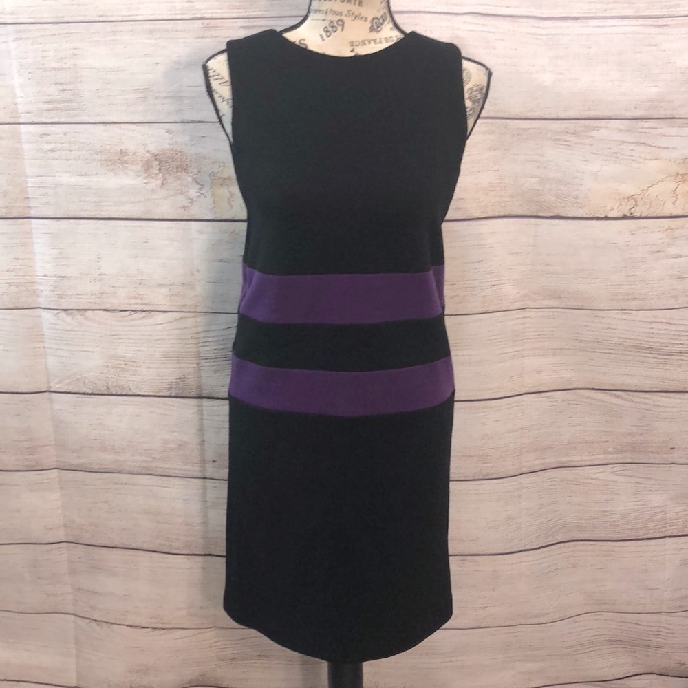Lisa Perry Dress Color Block Striped Sleeveless Size 6 NWT Purple Black